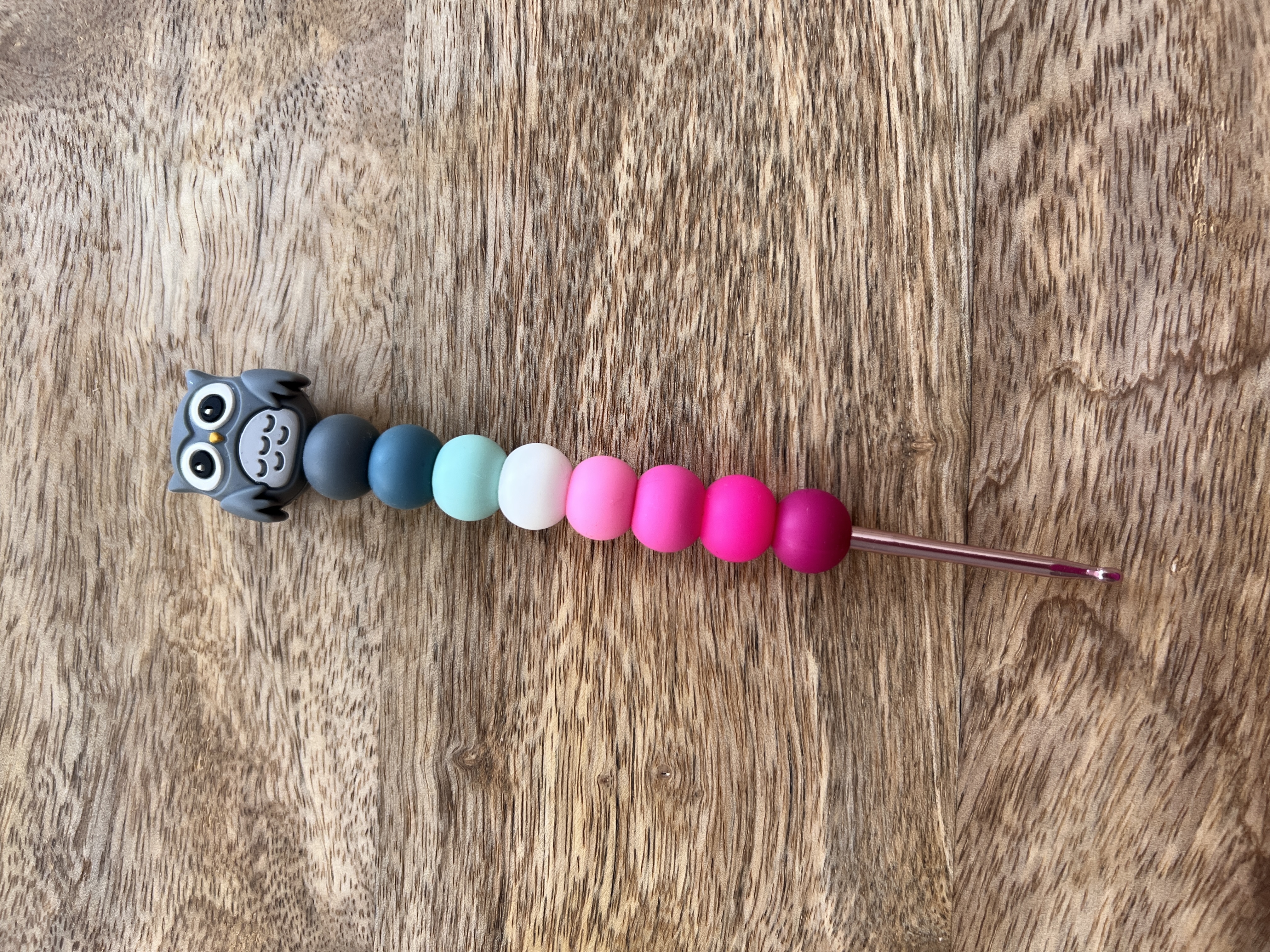 Designový háček 3mm/3,5mm/4mm- sova šedá