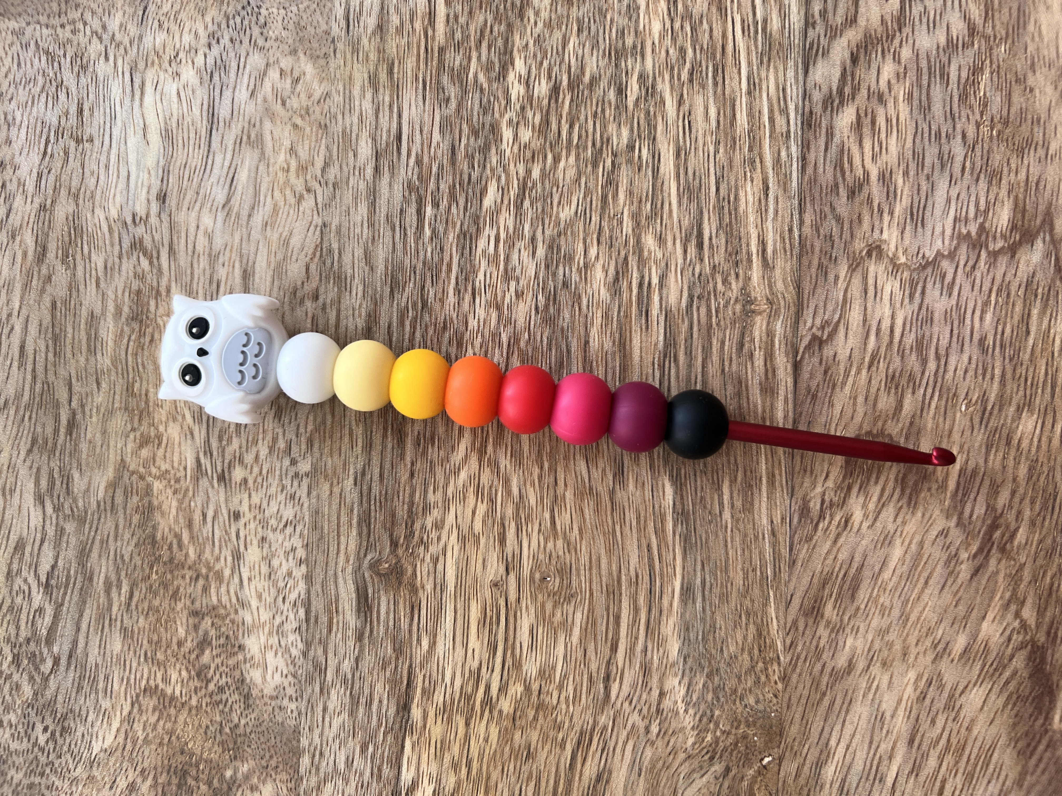 Designový háček 3mm/3,5mm- sova bílá