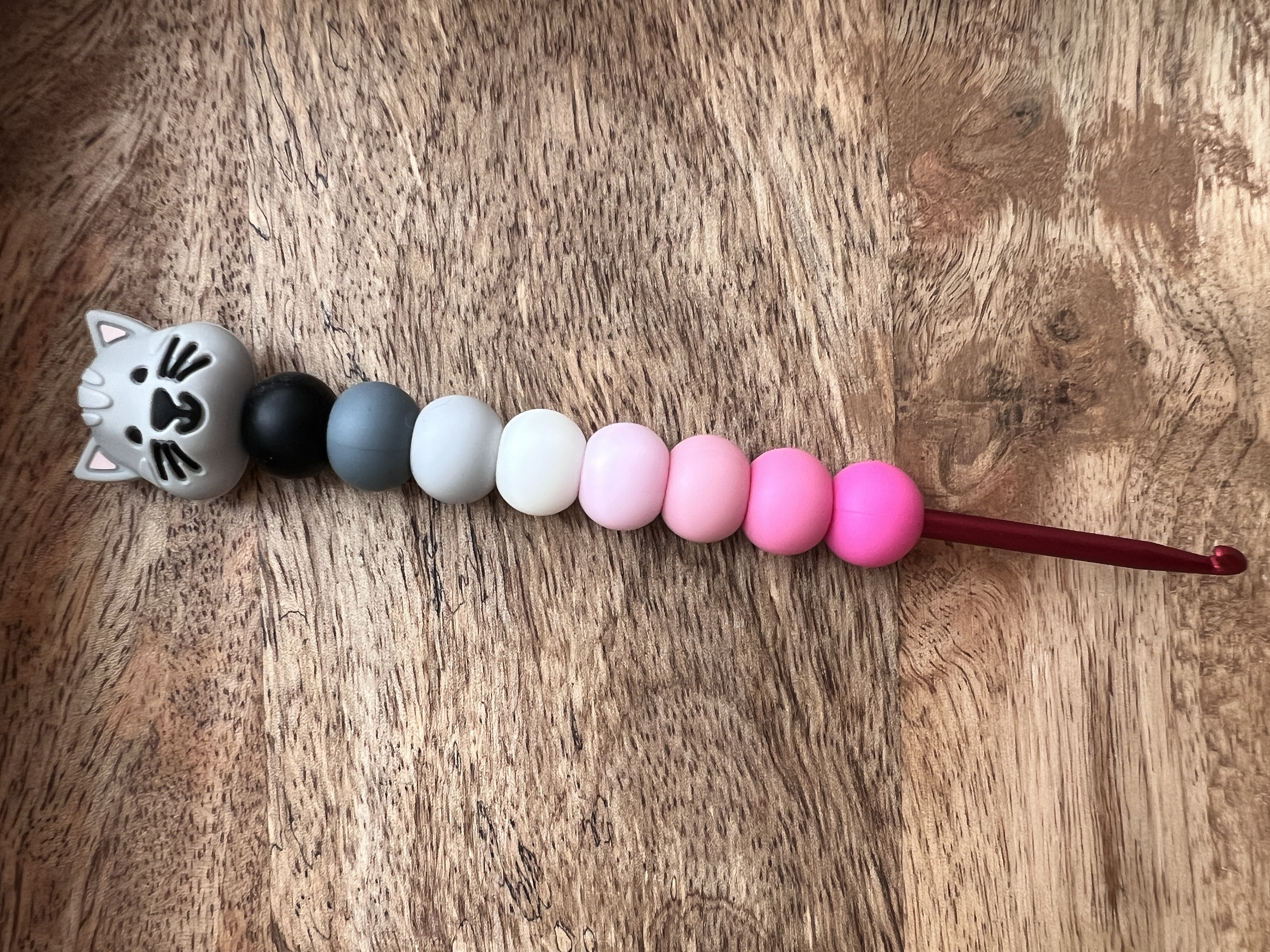 Designový háček 3mm/ 3,5mm- Kočka (šedá)