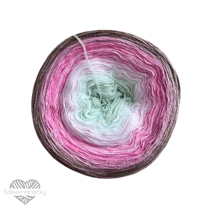 Příze Duhovka- světlě mátová- bílá- baby růžová- růžová- pudrová- hnědošedá