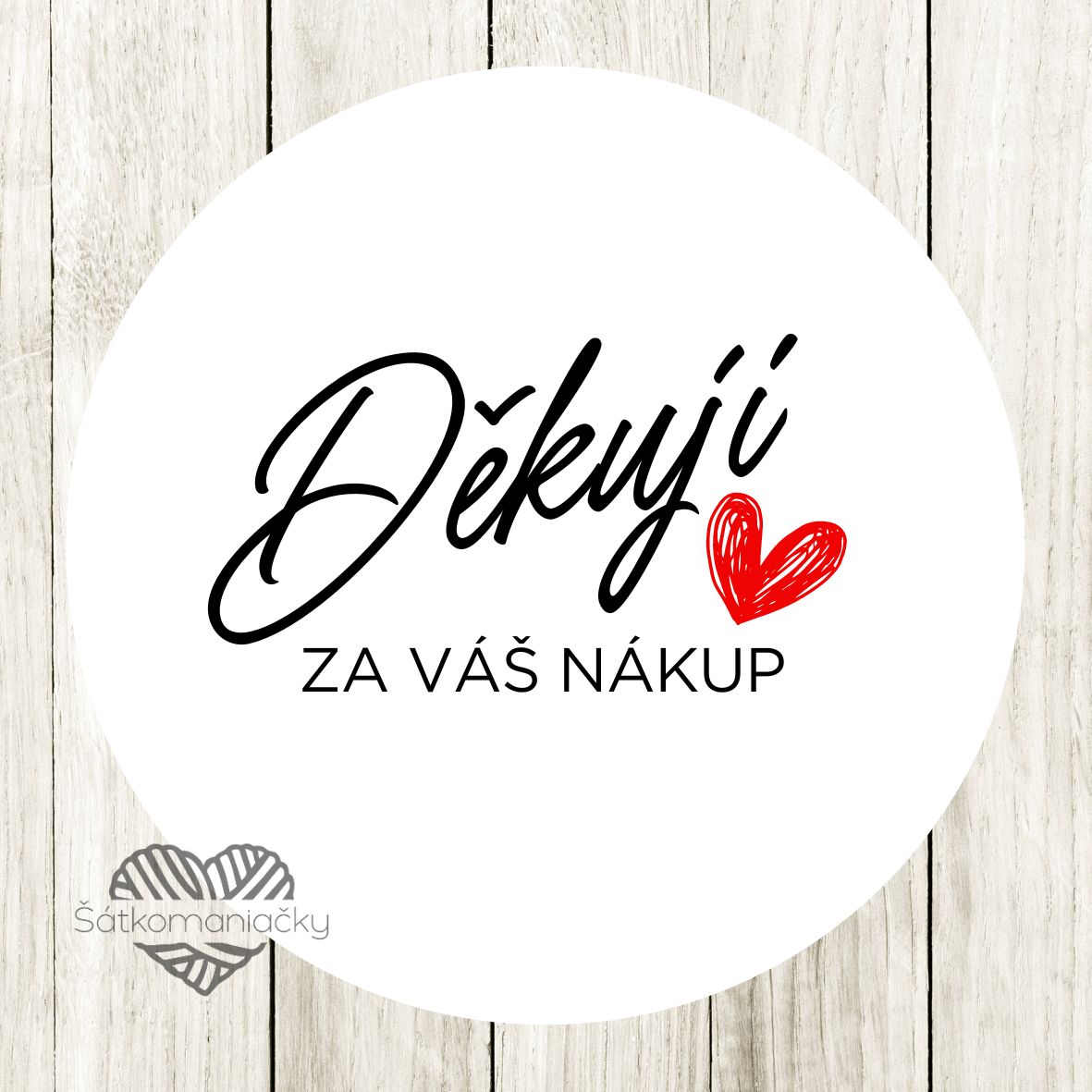 Samolepky- DĚKUJI ZA VÁŠ NÁKUP (červené srdce)