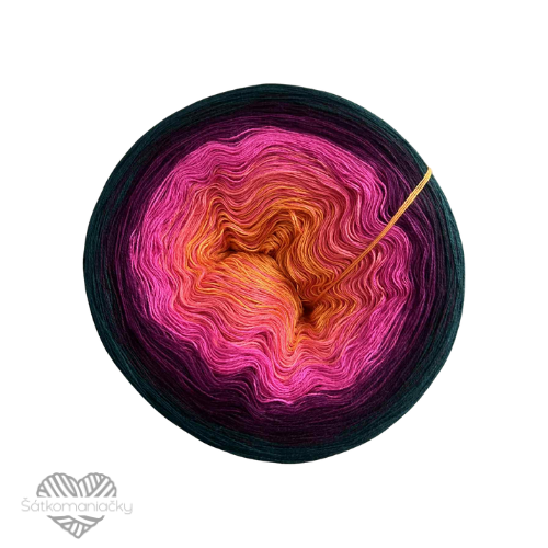 Příze Duhovka- oranžová- lososová- cyklámen- ostružina- vínová- tmavě zelená