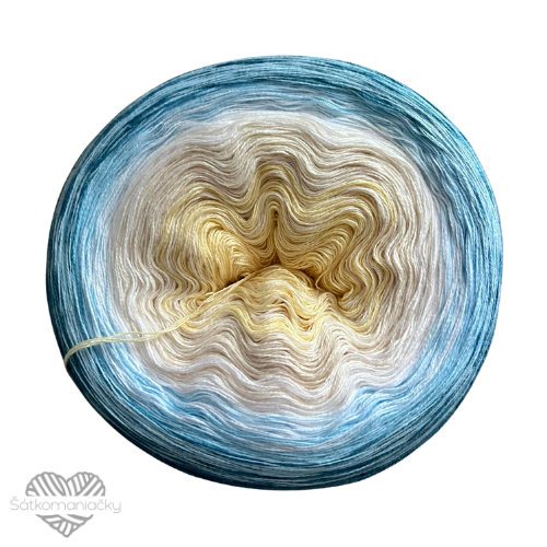 Příze Duhovka- světle žlutá- smetanová- bílá- blankytně modrá- světle petrolejová
