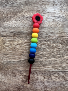 Designový háček 3mm/3,5mm- vlčí mák červený